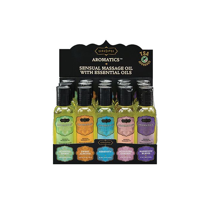 Kama Sutra Aromatics Massage Oil Display - 2 oz Asst. Scents Display of 15